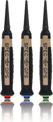 Spec Ops Tools - Juego de 3 piezas de punzón para clavos, incluye 1/32 pulgadas, 1/16 pulgadas, 3/32 pulgadas, agarre absorbente de golpes, 3%