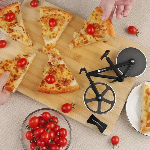 Miniatura 7 de Asdirne Cortador de pizza, rueda de corte de pizza para bicicleta con cuchillas antiadherentes de acero inoxidable súper afiladas, regalo novedoso