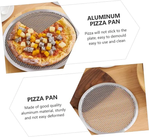 Miniatura 4 de Bandeja de pizza de aluminio para hornear Bandeja de pizza para uso en horno, bandeja sin costuras para pizza casera y hornear