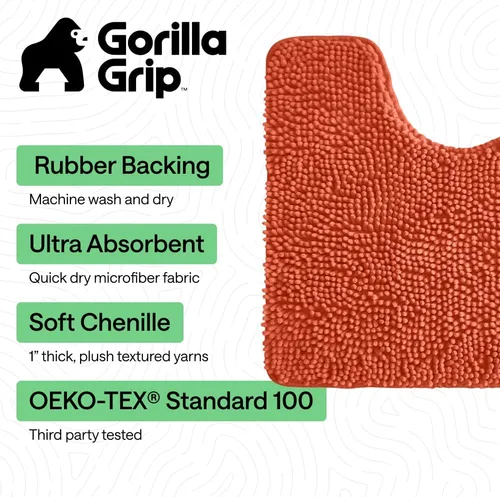 Miniatura 70 de Gorilla Grip - Tapete de baño de felpilla gruesa, suave y absorbente, secado rápido, de microfibra, con reverso de caucho, para piso de ducha, Nube