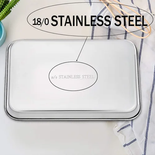 Miniatura 4 de TeamFar Bandeja para horno tostador, bandeja de horno tostador de acero inoxidable, bandeja de cuarto de hoja, 12.4 x 9.7 x 1 pulgadas, no tóxica