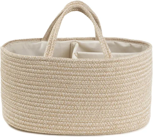 Miniatura 14 de Organizador de pañales, cesta de regalo vacía para artículos esenciales para recién nacidos, cesta de almacenamiento de bebé, elegante bolsa