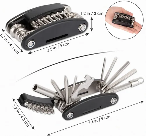 Miniatura 4 de WOTOW Kit de herramientas de reparación de bicicletas, multiherramienta 21 en 1 con llave de hueso, kit de herramientas portátil para bicicleta
