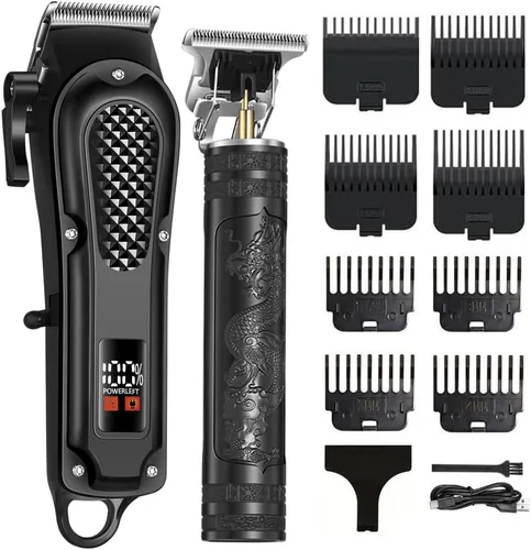 Cortadora de pelo inalámbrica para hombres, kit de corte de pelo para hombres, cortadora eléctrica y recortadora, recortadora de barba recargable