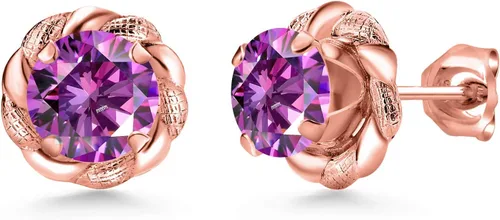 Miniatura 418 de Gem Stone King Aretes de plata de ley 925 de 0.236 in con piedra natal redonda para mujer