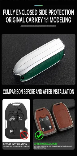 Miniatura 5 de ontto Funda para llave de coche con llavero de metal y piel sintética para Chevrolet Silverado Fit para GMC Sierra 1500 2500HD 3500HD Terrain Acadia