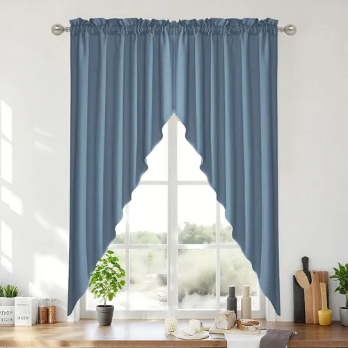 Miniatura 44 de RYB Home - Cortinas semitransparentes de lino Angora