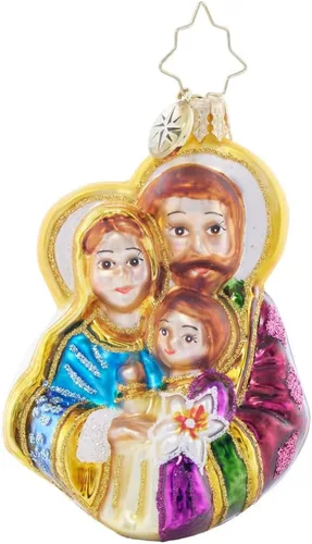 Miniatura 7 de Christopher Radko Adorno Gema del Pesebre – Escena de la Natividad de Vidrio Soplado Europeo Hecho a Mano con la Sagrada Familia, Decoración Dormido
