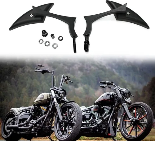 Miniatura 3 de Rich Choices Espejos Laterales Negros para Manillar de Motocicleta Espejos Retrovisores Tipo Hoja Compatible con Harley Road King Street Glide Scrub