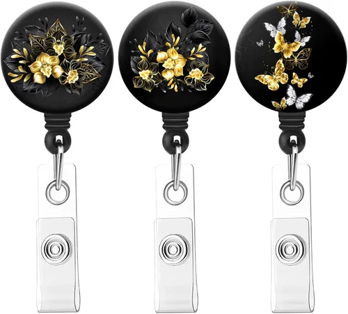 Miniatura 19 de Carrete retráctil para insignias, carretes de insignia de enfermera con clip de cocodrilo, clip decorativo con nombre en portatarjetas de Paquete