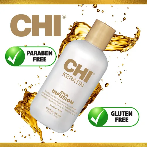 Miniatura 4 de CHI Infusión de seda de queratina, suero hidratante para el cabello para restaurar la suavidad y el brillo, ayuda a secar el cabello dañado, sin