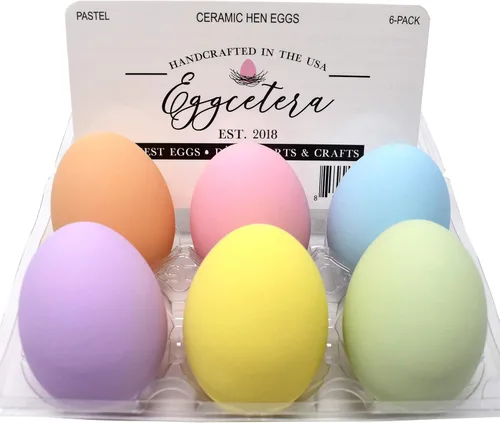 Miniatura 5 de Huevos de cerámica para nido, paquete de 6 unidades (blanco)
