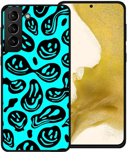 Miniatura 12 de Funda de teléfono para Samsung Galaxy S22 5G, rosa pastel y blanco, divertida sonrisa trippy derretida hippie sonriente calavera fantasma cara linda