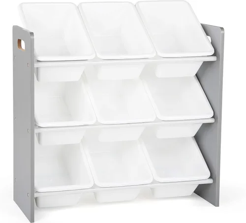 Miniatura 6 de Humble Crew Estantería de gran tamaño para niños, organizador de libros de 6 niveles, organizador de juguetes gris/blanco y gris, almacenamiento