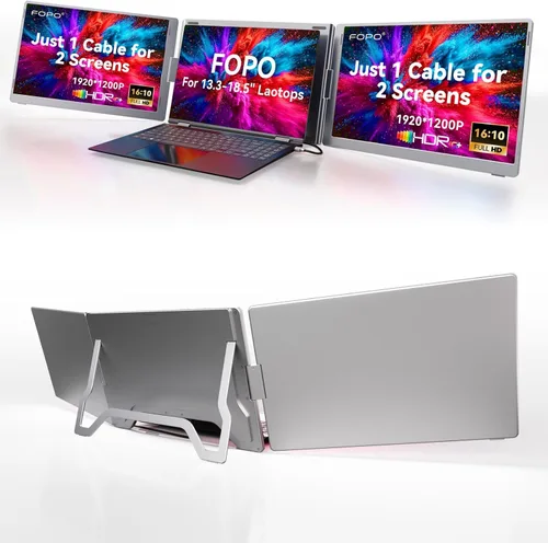Miniatura 8 de Extensor de pantalla para portátil de 14 pulgadas, extensor de monitor FHD 1080P IPS, solo 1 cable para monitor cuádruple de 3 pantallas, extensor