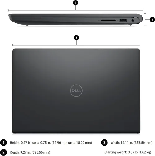 Miniatura 8 de Dell Computadora portátil para el hogar y los estudiantes, Intel Core 3 100U, 8 GB DDR5 RAM, SSD de 512 GB, Business 15.6" Pro 15 Essential 120Hz