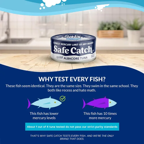 Miniatura 5 de Safe Catch Atún Albacora Salvaje Enlatado Bajo en Mercurio Filete de Atún Enlatado Sin Gluten Alimento Keto Sin OMG Kosher Apto para Paleo Alto