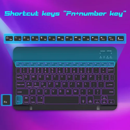 Miniatura 8 de DTTO Teclado Bluetooth, teclado inalámbrico recargable y funda de cuero de alta calidad con correa de mano incorporada para Samsung Galaxy Tab A8