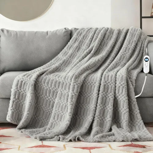Eastsora Manta térmica de franela de 50 x 60 pulgadas, manta de calefacción eléctrica con ETL y FCC, 12 niveles de calefacción y apagado automático,