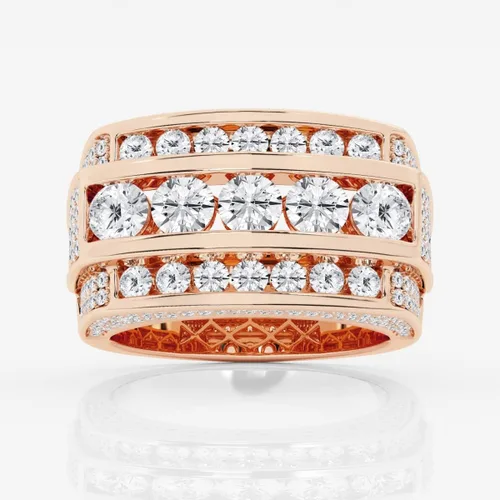 Miniatura 5 de CUSTOMIZE JEWELS Anillo de boda rectangular de varias filas de diamantes cultivados en laboratorio redondo de 4 13 ctw en oro de 14 k