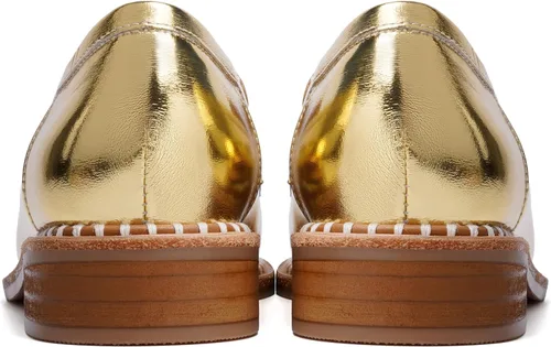 Miniatura 4 de Mocasines de cuero mate para mujer, estilo casual, sin cordones, punta redonda, tacón bajo grueso, zapatos de vestir de 1 pulgada