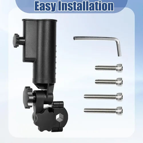 Miniatura 3 de Soporte de paraguas de carrito de golf resistente, base de aleación de aluminio ajustable de 180°, resistente al viento, soporte universal
