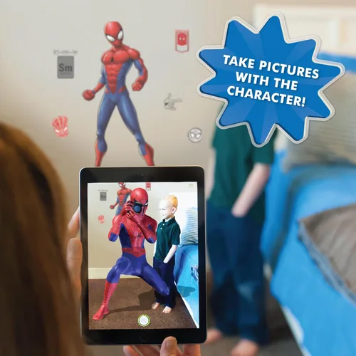 Miniatura 5 de Calcomanía de pared de Spider-Man de Marvel por Wall Palz, adhesivo de vinilo de 25' con interacción de realidad aumentada 3D, decoración temática
