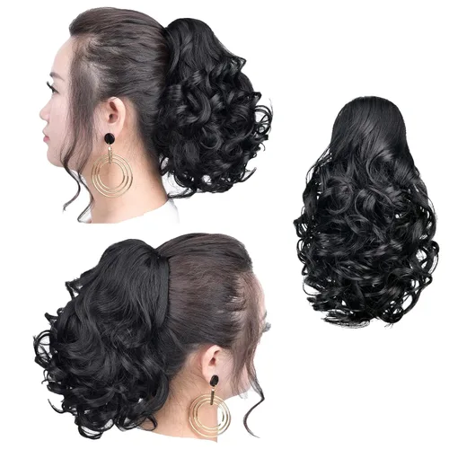 Miniatura 26 de SYXLCYGG Auburn Clip Cola de caballo Clip Cola de caballo Extensión de cola de caballo ondulado 10 pulgadas 3.5 oz pelo sintético falso pieza