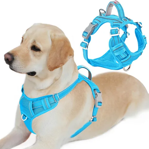 Miniatura 20 de BARKBAY Arnés para perro sin tirones con bolsillo para etiqueta de identificación, resistente, reflectante, fácil control para perros grandes