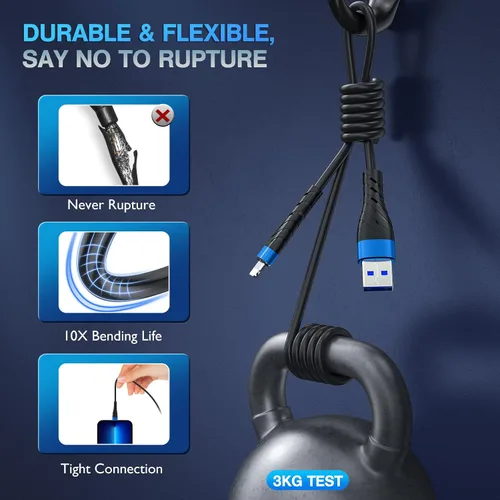 Miniatura 5 de Cable de carga corto con certificación MFi para iPhone, paquete de 3 unidades de 1 pie, 12 pulgadas para cable de carga Lightning, cable de datos