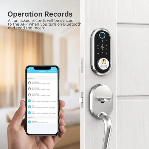 Miniatura 8 de Manija de cerradura de puerta de entrada sin llave: SMONET Smart Front Door Lock Set Alexa Deadbolt Cerraduras con mango Bluetooth Teclado digital