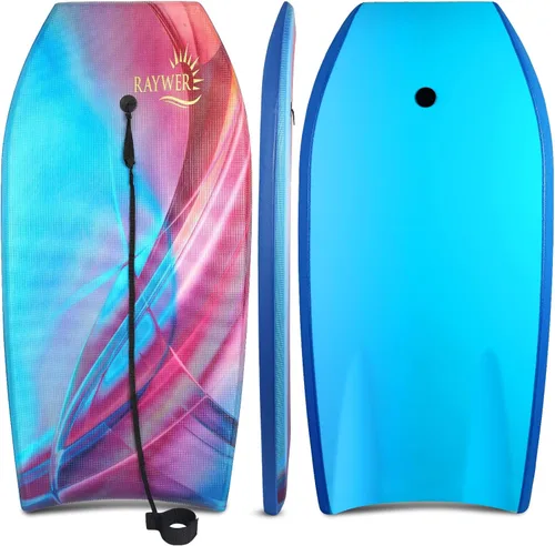 Tabla de Bodyboard ligera con núcleo EPS, base lisa de HDPE, amarradera y muñequera ajustable, excelente para surfear para niños y adultos