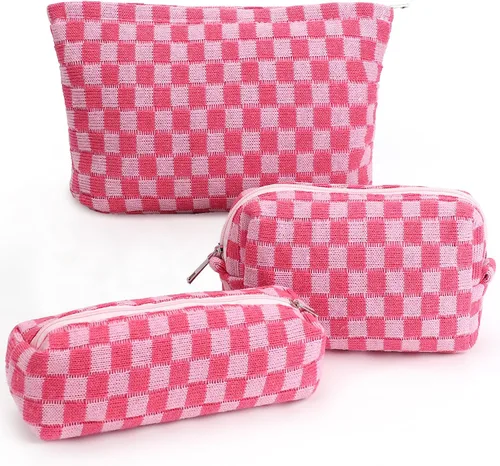 Miniatura 11 de Juego de 3 bolsas de maquillaje para niñas y mujeres, organizador de viaje, bolsa de aseo de baño, bolsa de almacenamiento de gran capacidad