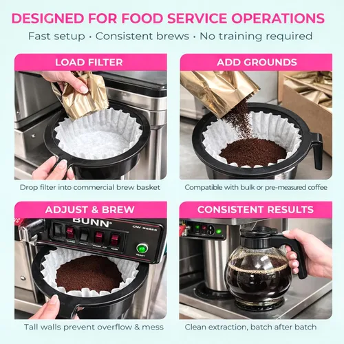 Miniatura 6 de Filtros de café grandes de Katy – Filtros de café comerciales para 12 tazas (24.1 cm x 11.4 cm) Papel premium y extracción de preparación, altos