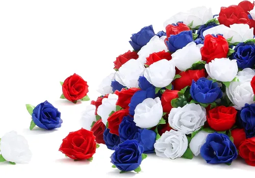 Miniatura 18 de SITUMEIZI 100 rosas artificiales de 1.3 pulgadas con cabeza de rosa rosa para decoración de bodas, gorras de graduación, pasteles, pared de flores