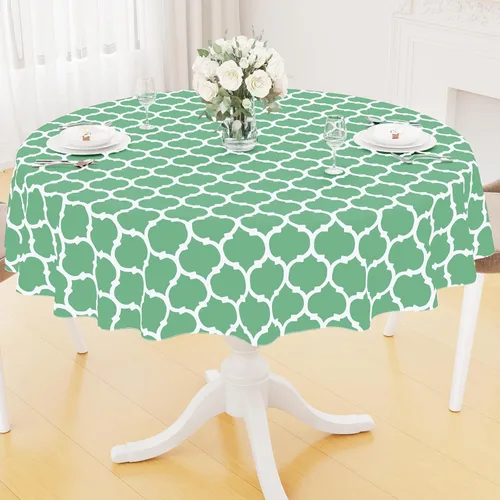 Miniatura 43 de Smiry Mantel redondo de plástico para mesa, mantel de vinilo impermeable con parte trasera de franela para mesas redondas, lavable y a prueba