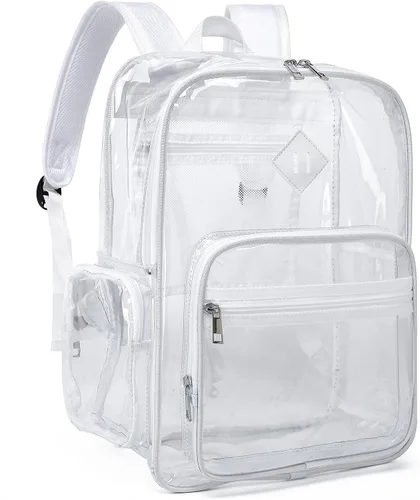 Miniatura 15 de Fuyicat Mochila transparente resistente para niñas, niños, mujeres y hombres, mochila escolar transparente de PVC transparente (negro)