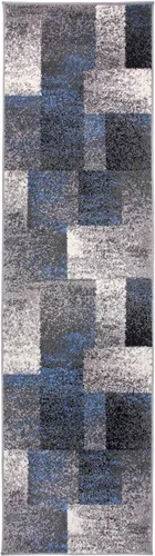 Miniatura 2 de Rugshop - Alfombra de corredor con diseño de cuadros, azul envejecida y moderna, no desprende pelos, para pasillo, entrada y cocina, 2 pies x 7 pies