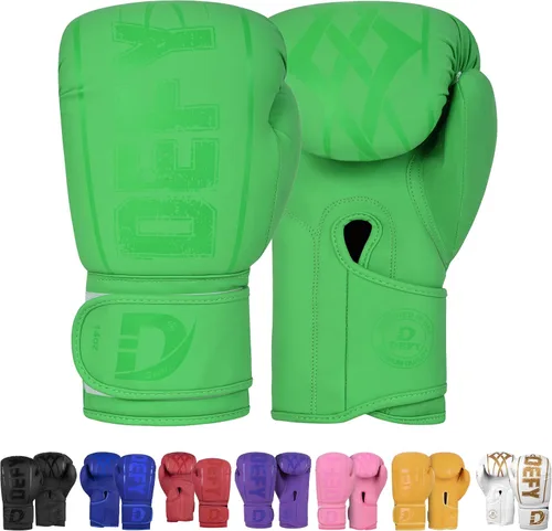 Miniatura 5 de DEFY - Guantes de boxeo para hombres y mujeres, guantes de boxeo de cuero sintético de alta calidad para entrenamiento, perfectos para perforar