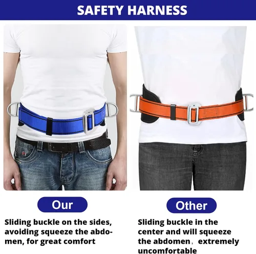 Miniatura 2 de Trsmima - Cinturón de seguridad para escalar, cinturón de escalada con almohadilla para la cintura y 2 anillos D, kit de cinturón de seguridad