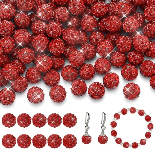 Miniatura 10 de Hicarer 120 cuentas de diamantes de imitación para pulseras, fabricación de bolígrafos de 0.394 pulgadas (0.394 in) de cristal brillante, arcilla
