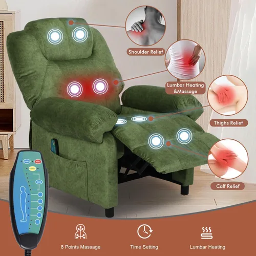 Miniatura 3 de Silla reclinable con respaldo para sala de estar, silla reclinable con calefacción de tela de mediados de siglo, silla reclinable pequeña con calor