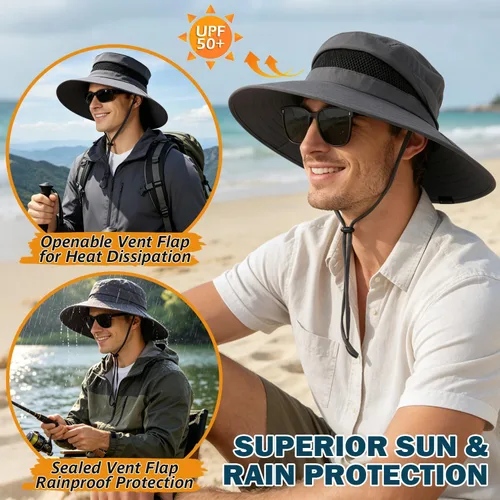 Miniatura 5 de EINSKEY Sombrero de sol unisex clásico Sombrero de sol impermeable con tapa abatible