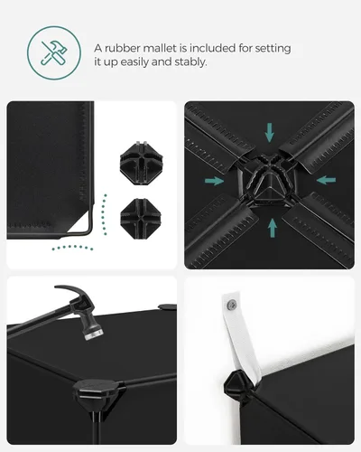 Miniatura 9 de Organizador de plástico Songmics 3 pisos, bricolaje cubeta de almacenamiento, clóset estantería 6 cubos, Estantería mueble negro ulpc06h