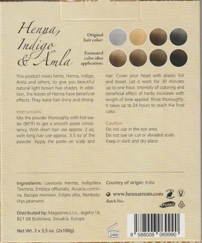 Miniatura 2 de Henna, Indigo & Amla Powder - Tinte para el cabello castaño claro - Orgánico fresco y puro - 7oz - Indian Natural Hair Care