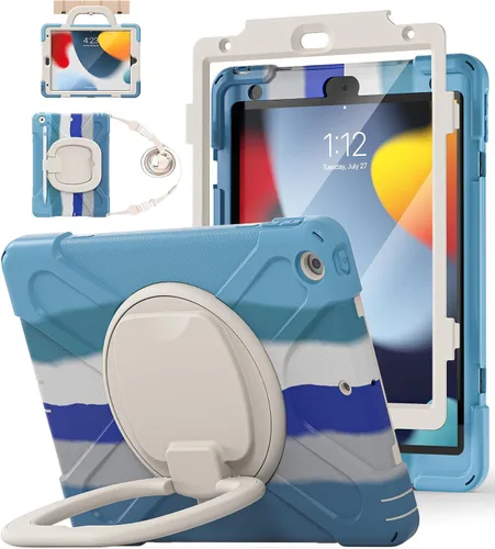Miniatura 10 de BATYUE Funda para iPad de 9ª, 8ª y 7ª generación (funda resistente para iPad de 10.2 pulgadas 2021/2020/2019) con protector de pantalla, soporte