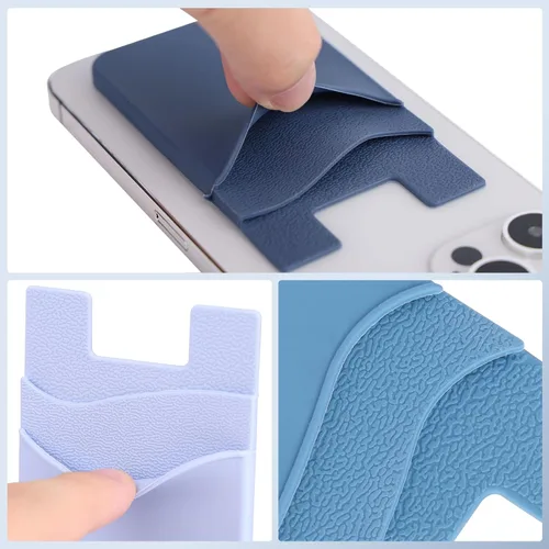 Miniatura 7 de Cartera para teléfono adhesiva, paquete de 5 tarjeteros para la parte posterior de la funda del teléfono, soporte adhesivo de silicona para tarjetas