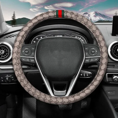 Miniatura 4 de Juego de 7 piezas de funda para volante para mujeres, accesorios de automóvil con almohadas para el cuello del automóvil, almohada de apoyo lumbar