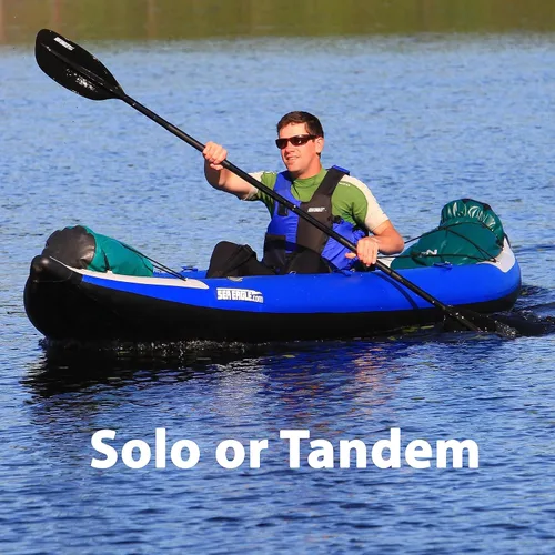 Miniatura 8 de Sea Eagle Kayak inflable Explorer de 380 x 12 pies 6 pulgadas - Pesca, excursión, camping, exploración y riego blanco, esquivaje extraíble, piso