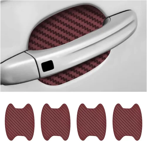 Miniatura 21 de 8 unidades de calcomanías para manija de puerta de coche, protector antiarañazos de fibra de carbono para taza de puerta de coche, película